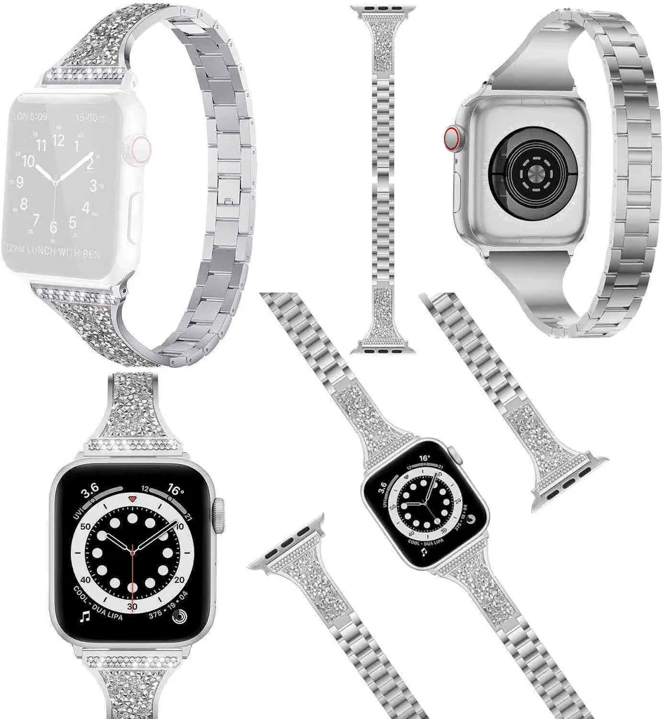 Per Apple Watch Series Ultra 1 + 2 49mm 9 8 7 45 / 6 SE 5 4 44 / 3 2 1 42mm Diamante stile sostituzione Bracciale Smart Watch