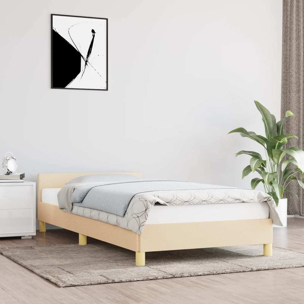 The Living Store Bettgestell mit Kopfteil Creme 80x200 cm Stoff