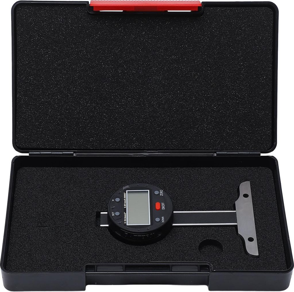 Tiefenmesser mit hoher Genauigkeit (0–50,8 mm), Mikrometer-Skala, dünner Balken, LCD-Anzeige, USB-Anschluss, elektronischer Tiefenmesser