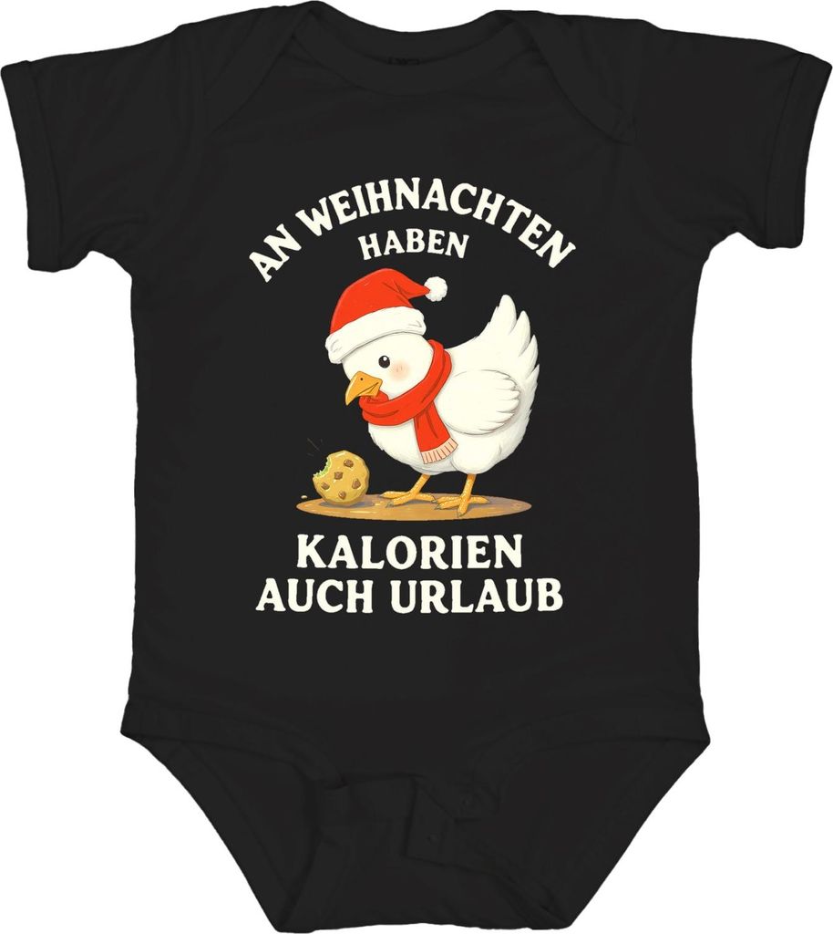 Weihnachten Geschenk Kalorien haben Urlaub Huhn Keks lustig Unisex Baby Body, Schwarz, 18/24