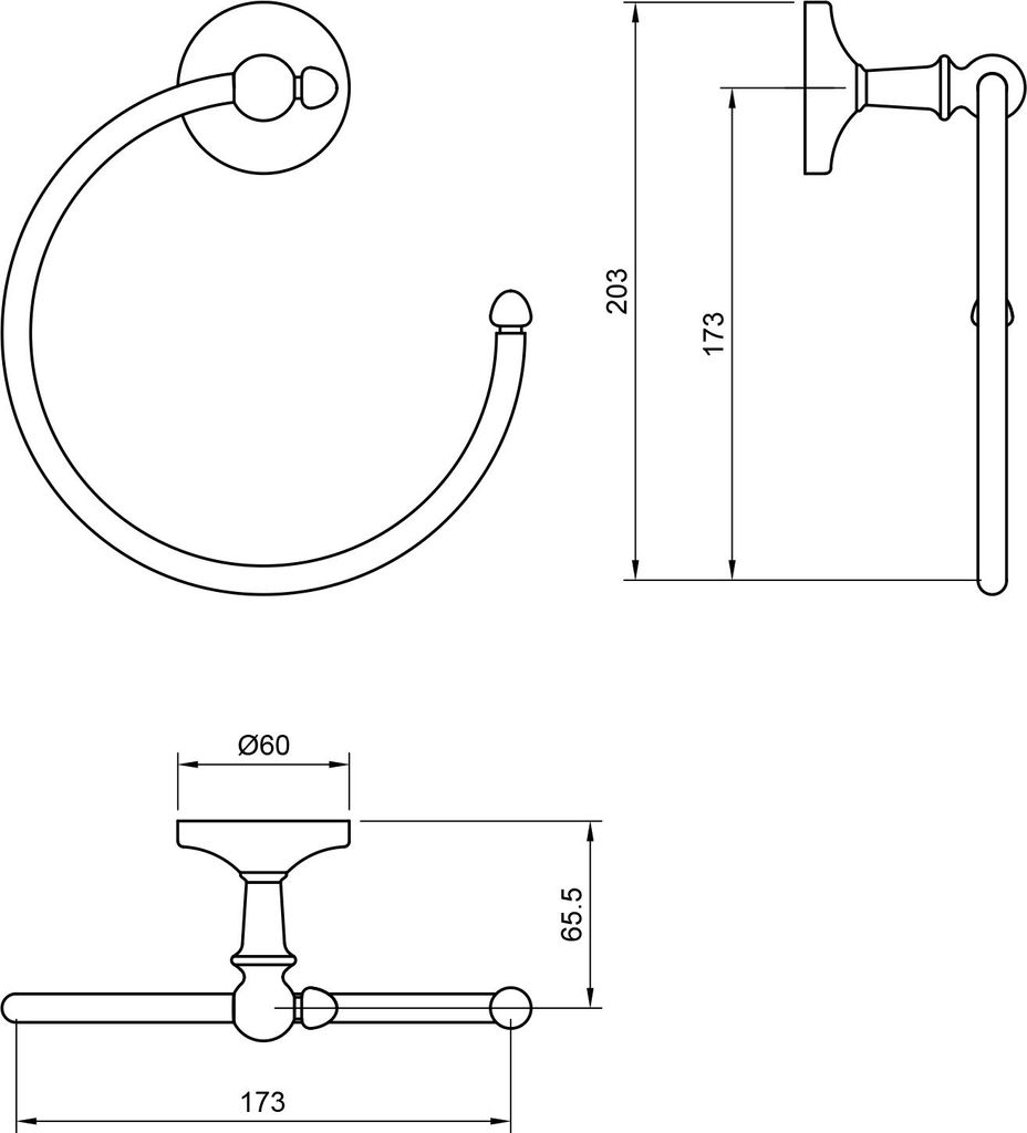 PaulGurkes Handtuchring Handtuchhalter Nostalgie Schwarz Kupfer Retro Bad Accessoires