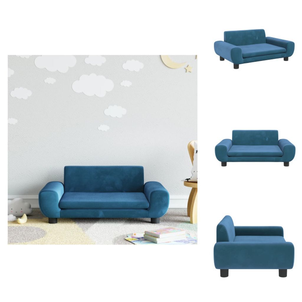vidaXL Kindersofa Blau 70x45x33 cm Samt - Baby- & Kleinkindmöbel
