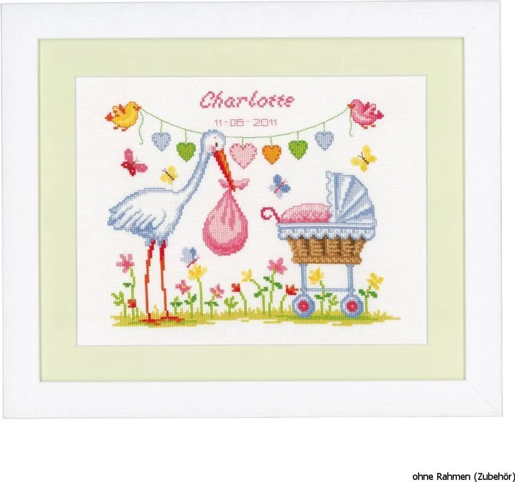 Réussir sa Broderie de Naissance Cigogne sans Erreur Kit Guidé