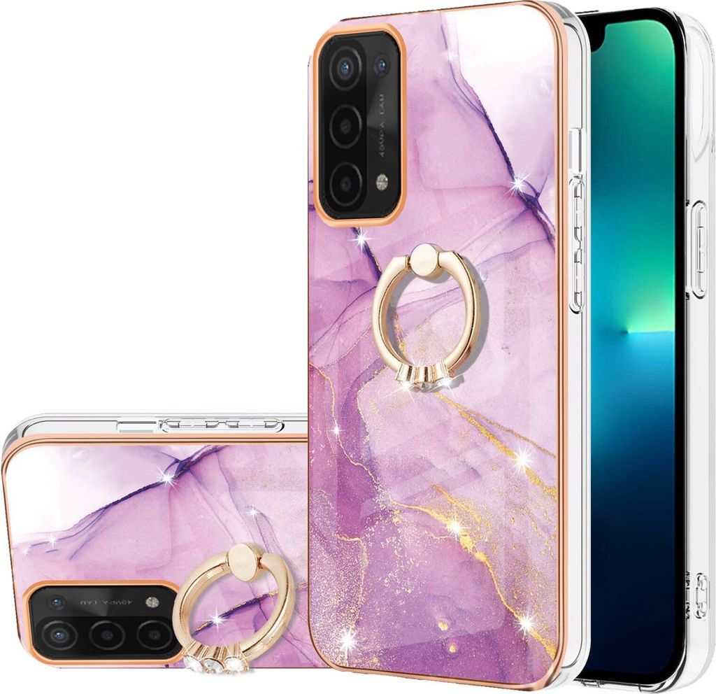 Hülle für Oppo A74 5G/A93 5G/A54 5G/A93S 5G Muster TPU Silikon Stoßdämpfer Bumper Schutzhülle mit Ring Ständer Pink
