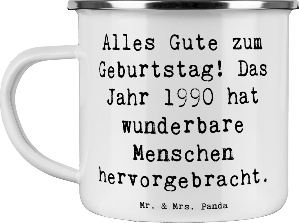 Mr. & Mrs. Panda Teetasse Spruch 1990 Geburtstag - Weiß - Geschenk, Geburtstagsgruß, Teebecher, Emaille Tasse, Happy Birthday, Jahrgang Geburtsta...