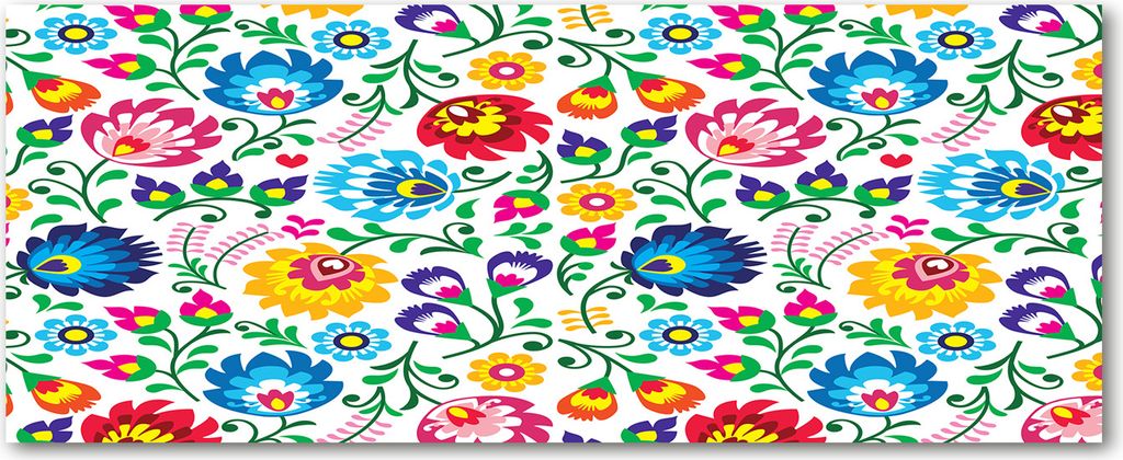 Tulup Küchenrückwand Spritzschutz aus Glas -125x50 -Spritzschutz auf gehärtetes Glas Blumen & Pflanzen Ethnisches Muster