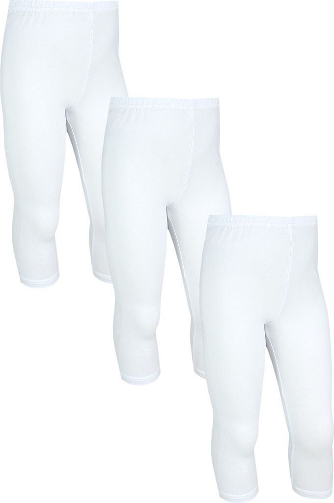 TupTam Mädchen Leggings 3/4 Capri Hose Kinder Blickdicht 3er Pack, Farbe: Weiß, Größe: 152
