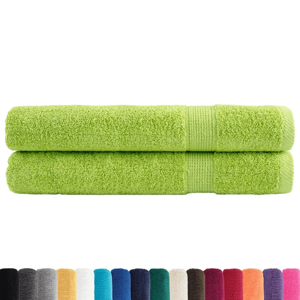 Asciugamani Premium vidaXL SOLUND 2 pz. Verde Mela 100x200 cm 600g/m²