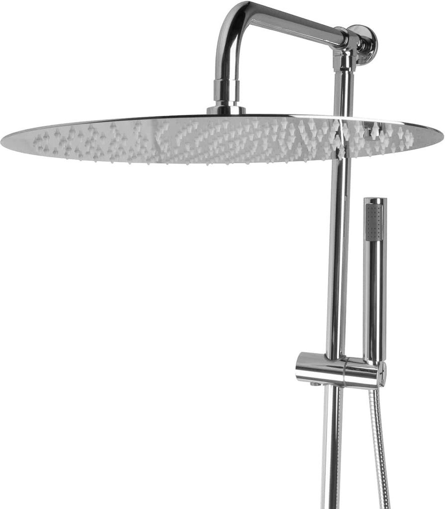 PaulGurkes Aufputz Set mit 40 cm Edelstahl Regendusche Brausegarnitur Duschsystem