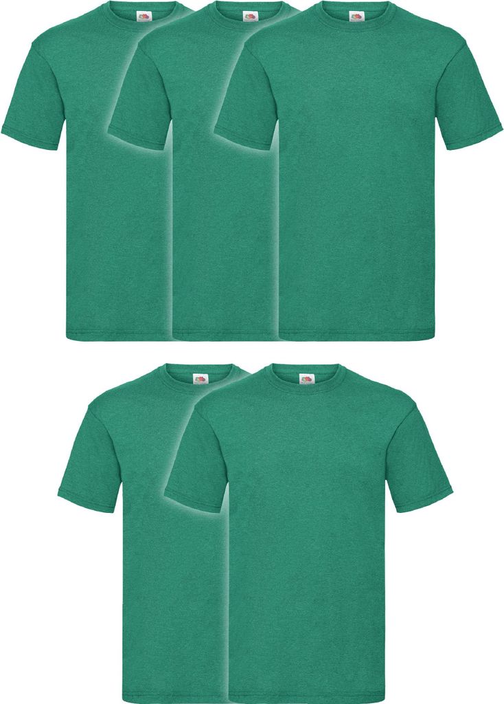 5er Pack Fruit of the Loom Valueweight T-Shirt + GRATIS MyShirt Stoffbeutel Farbe: retro grün meliert Größe: M