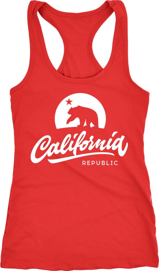 Damen Tank-Top California Republic Bear Kalifornien Bär Sommer Racerback Neverless rot XS