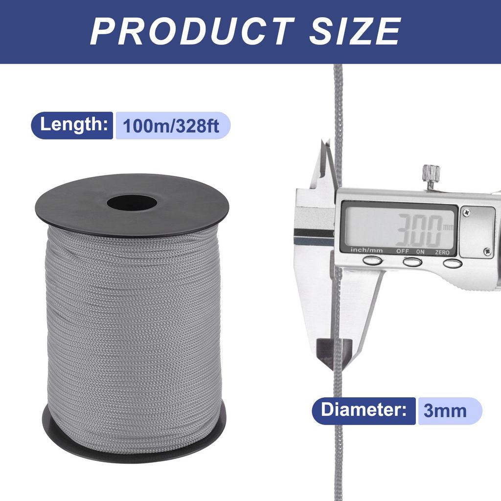 Polypropylen-Seil 3mm Polypropylenseil 10Om PP Flechtleine Textilseil Leine Nylonschnur Schnur Rei?feste Rope Kunststoffseil fš¹r W?scheleine Cam...