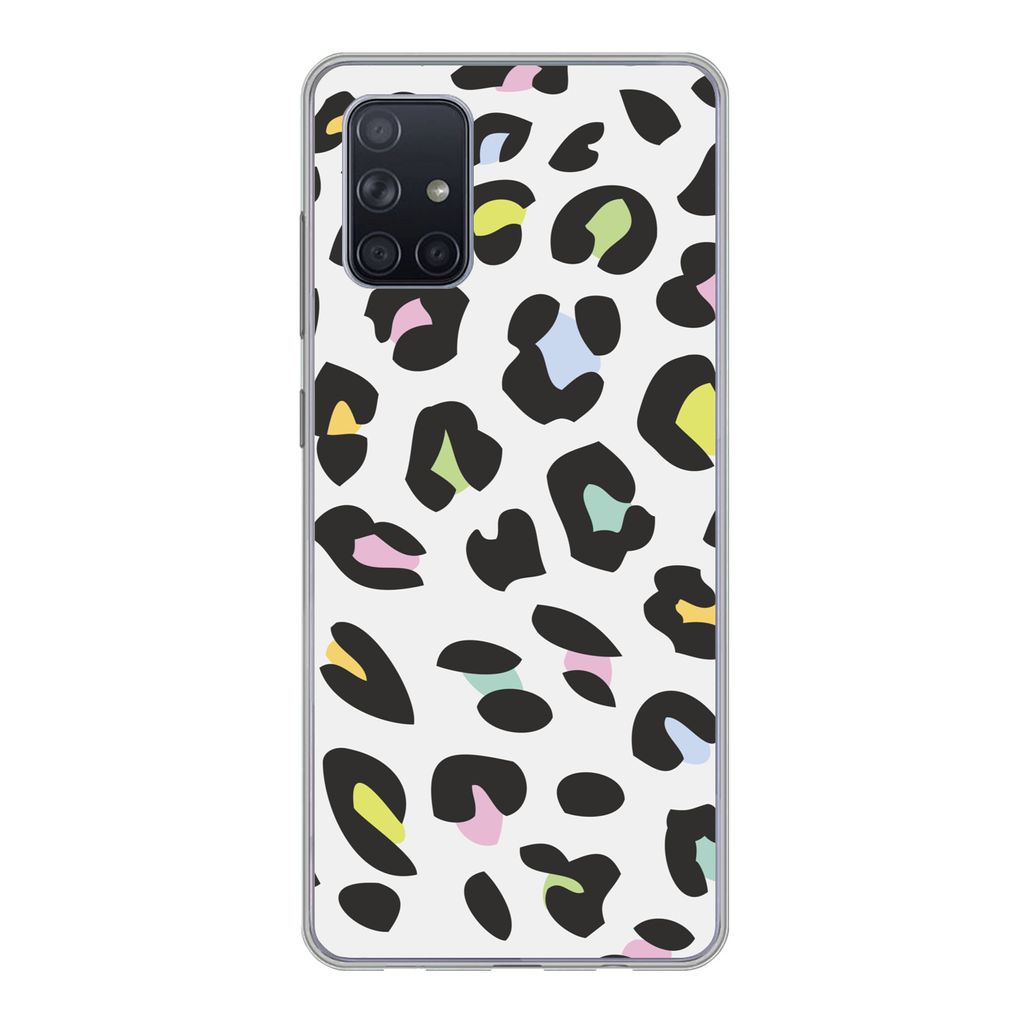 MuchoWow Handyhülle Schutzhülle Hülle für Samsung Galaxy A51 5G Pantherdruck - Farben - Schwarz Silikon Softcase Handy Hülle - Abbildung