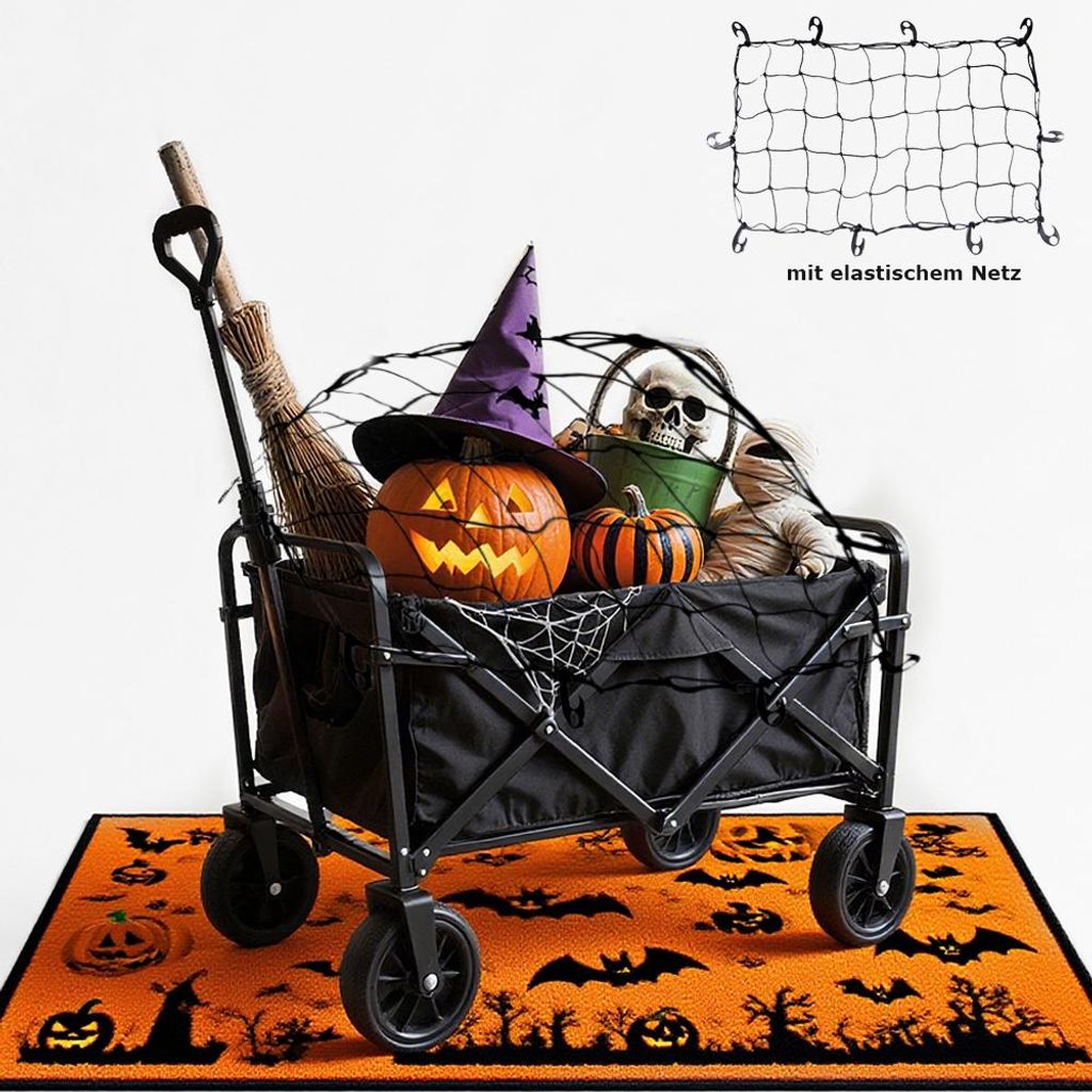 Bollerwagen Faltbar Offroad Schwarz 150Kg, Klappbar Transportwagen 360 ° Faltbollerwagen Belastbar Bis, Klappbollerwagen Für Strand, Garten, Eink...