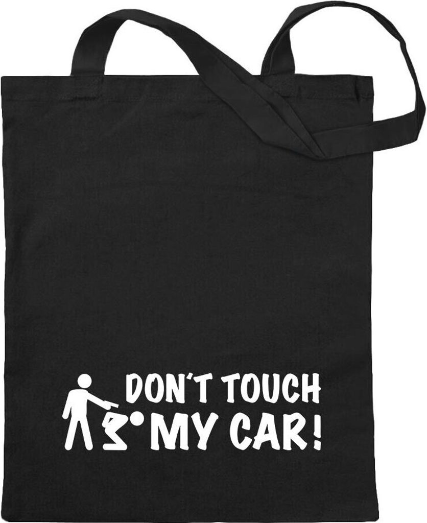 Kiwistar - Baumwolltasche - schwarz - Dont touch my Car Motiv2 - Tragetasche Stoffbeutel Umhängetasche langer Henkel