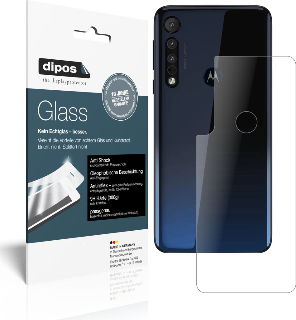 1x Schutzfolie für Motorola One Macro Rückseite matt - Anti-Shock 9H Folie dipos Glass Kunststoffglas