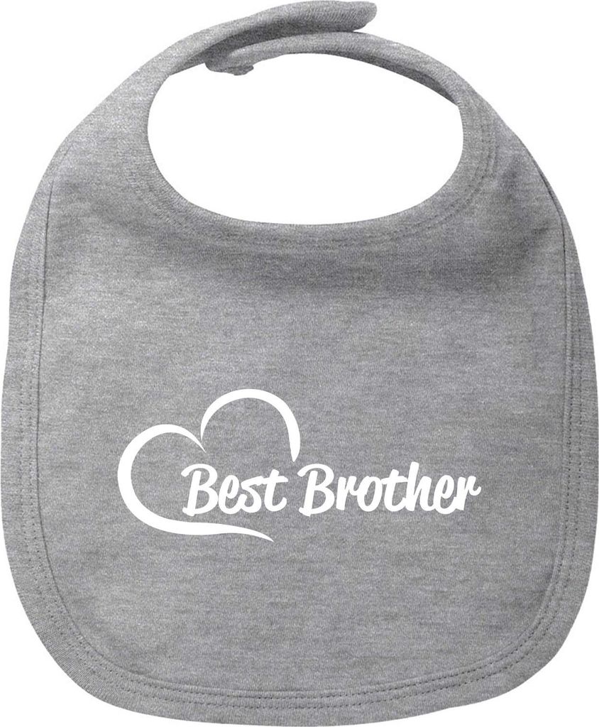 Huuraa Baby Lätzchen Best Brother Heart Heather Grey Klettverschluss Baumwolle Latz Geschenkidee