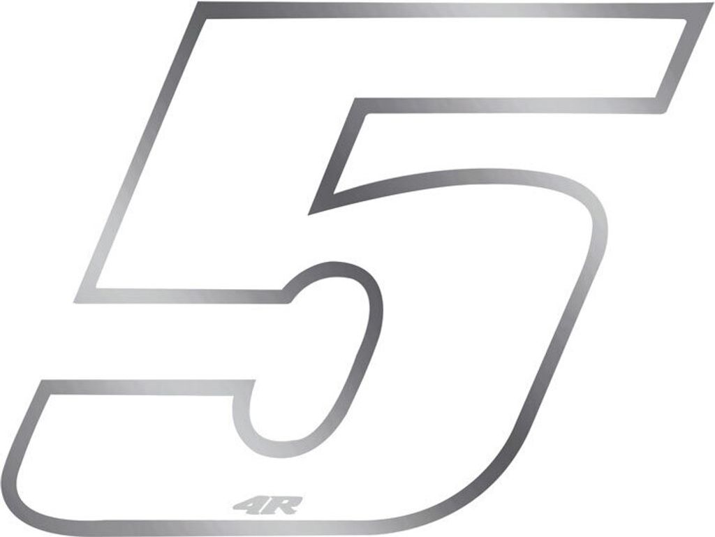 Aufkleber Rennnummer für Motorrad "5" Weiß 65 x 85 mm