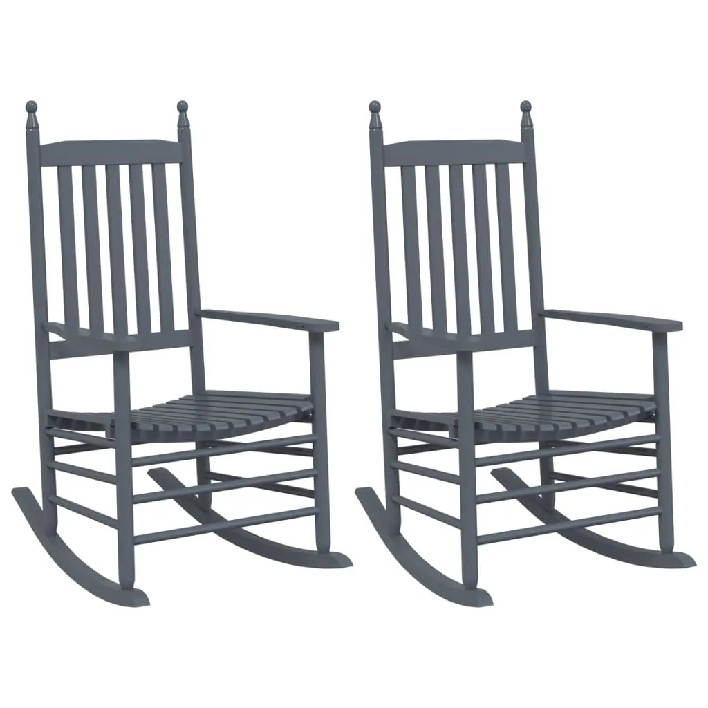vidaXL Fauteuils à bascule assise incurvée 2 pcs en bois de peuplier gris