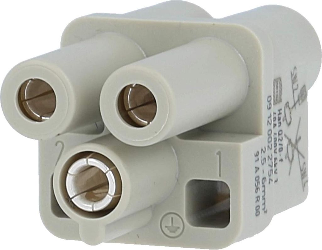 HARTING Han Q2/0 High Voltage Buchseneinsatz (F) Axialschraubanschluss, 2-polig+PE 830V, 40A - 1 Stück