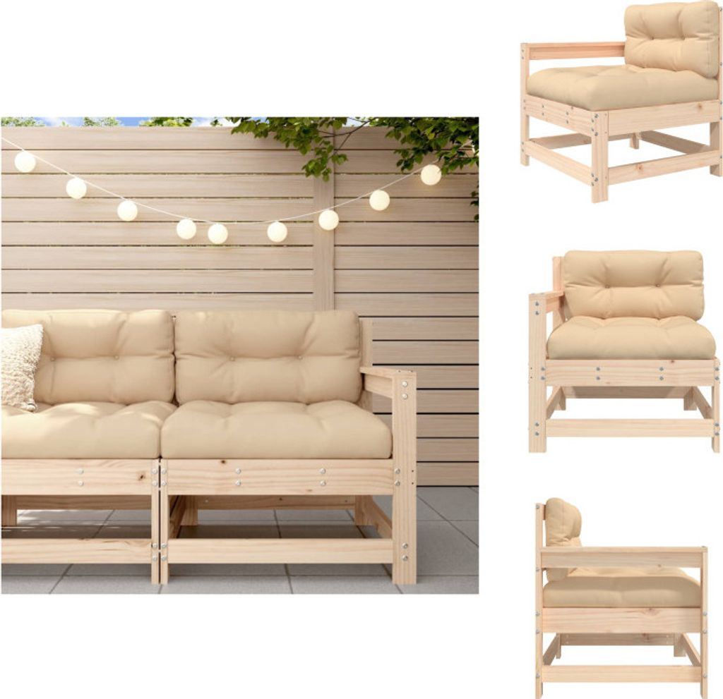 vidaXL Gartenstuhl mit Kissen Massivholz Kiefer - Gartensofaelemente