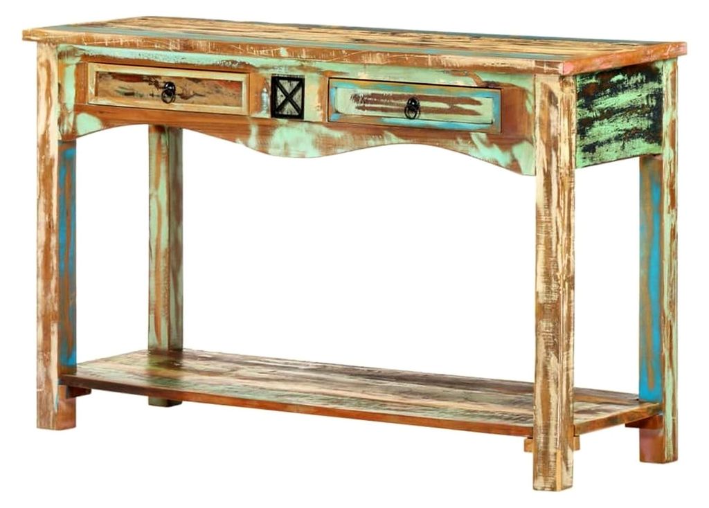Konsolentisch 120x40x75 cm aus Altholz, Beistelltisch für Flur und Wohnzimmer, klassischer Stil, stabil und langlebig