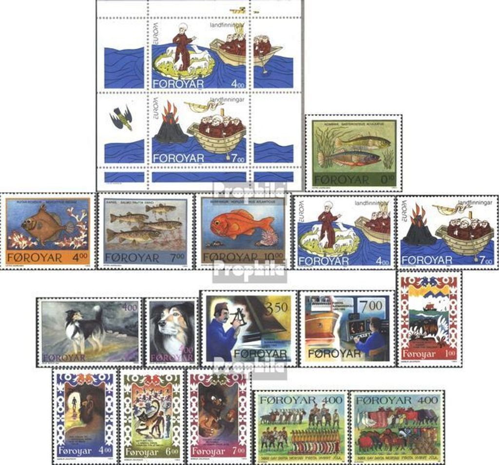 Briefmarken Dänemark - Färöer 1994 Mi 256-271 (kompl.Ausg.) Jahrgang 1994 komplett postfrisch Einheimische Fische