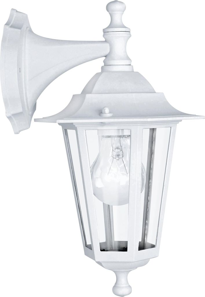EGLO Außen-Wandlampe Laterna 5, 1 flammige Außenleuchte, Wandleuchte aus Aluguss und Glas, Farbe: Weiß, Fassung: E27, IP44