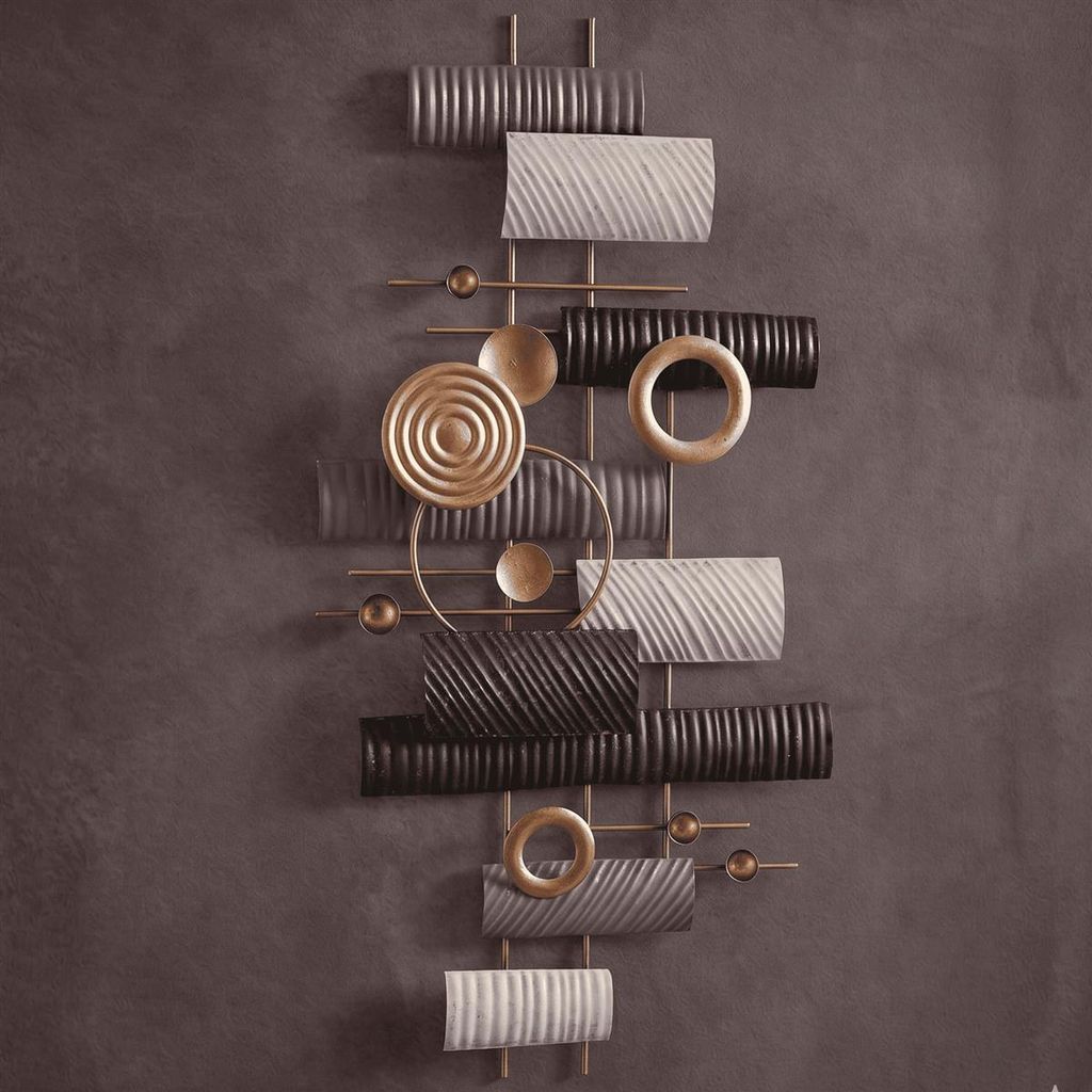 3D Wanddeko "Aesthetic" aus Metall, schwarz & gold, 77x39 cm, Wandbild, Wandschmuck, Metallbild