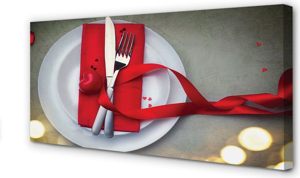 Leinwandbild 140x70 Wandkunst Herz-Light-Dinner