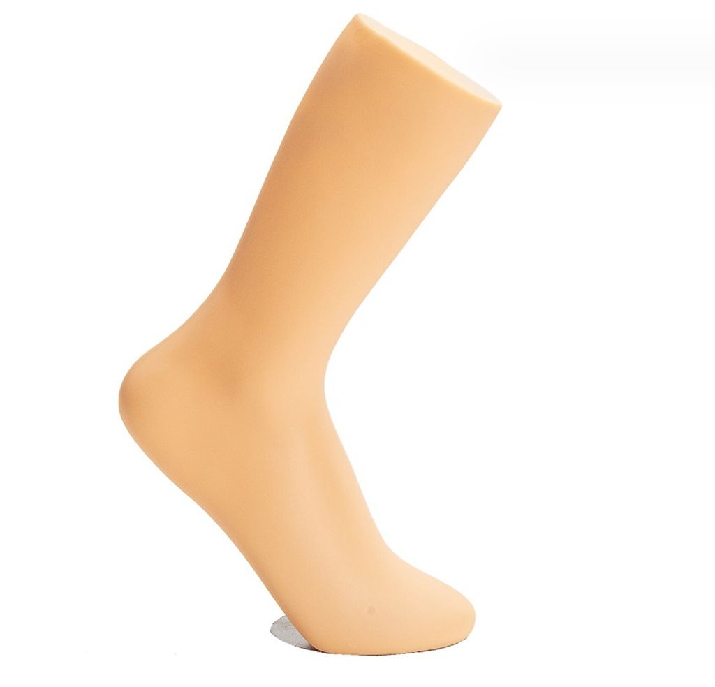 Sockenbein für die Präsentation von Tennissocken Sneaker Socken | Dekobein in Hautfarbe mit Magnet - Halterplatte | Deko Fuß mit Ständer, Schau...