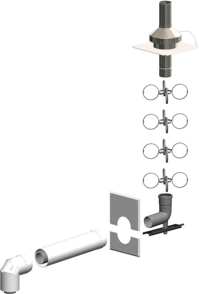 Raccordement chaudière condensation DN 80/125 pour conduit Schacht Atec