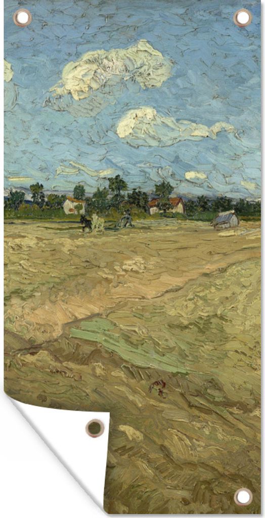 MuchoWow 40x80 cm Outdoor-Poster Gartendeko Sichtschutz Garten Poster für den Garten Gepflügte Felder - Vincent van Gogh