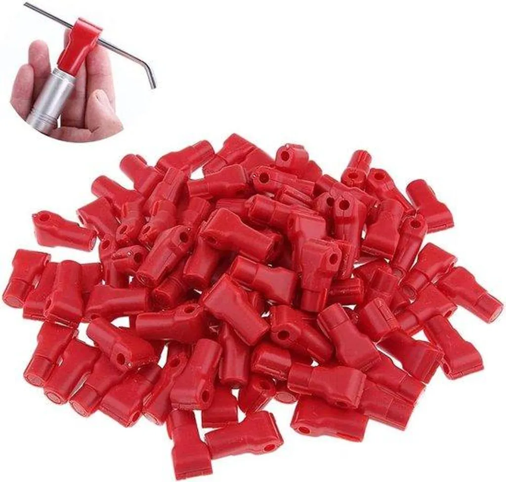 Cadenas à crochet 5 mm x 4 mm rouge - Pack 100 pièces antivol plastique