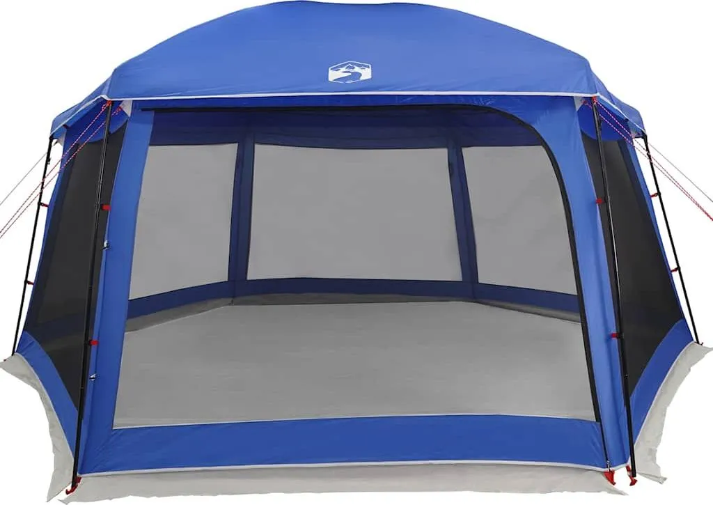 Abri de piscine dôme avec parois filet et toit amovible bleu 618x532 cm