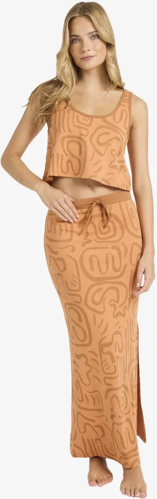 Jupe mi-longue en maille tricotée style bohème pour l'été