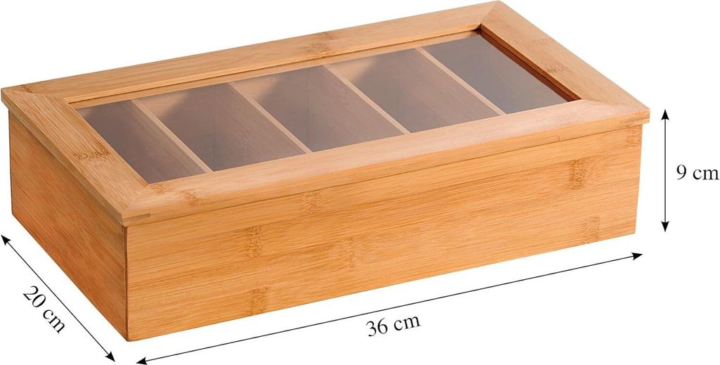 KESPER Teebox Tee-Box mit 5 Fächern aus Bambus 36 x 20 x 9 Produktbild 9