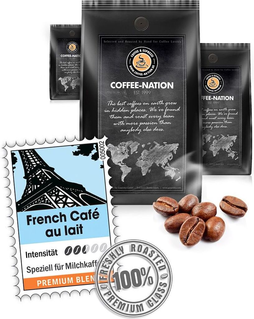 Kaffee FRENCH CAFE AU LAIT von Coffee-Nation, 500g Bohnen
