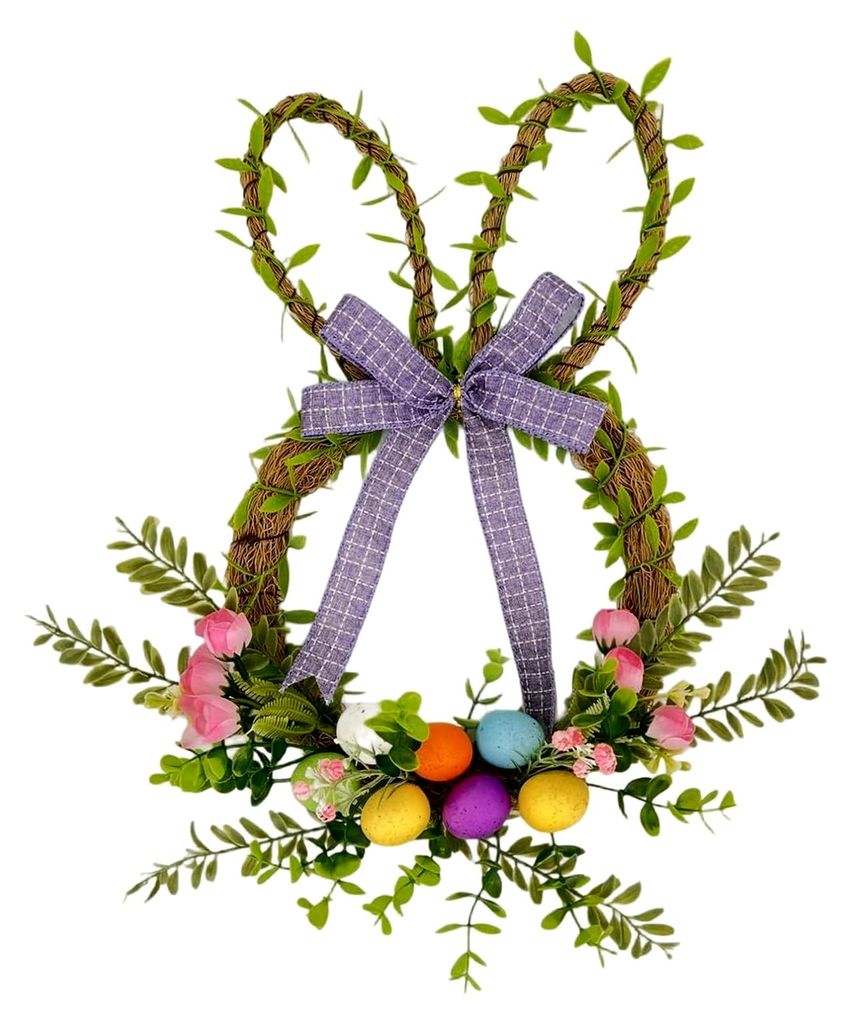 Osterkranz - Frühlingshase Dekoration, Osterdekoration Frühlings Türkranz | Bunte Eier für Innen, Außen, Garten, Terrasse, Hof, Wohnung, Fenst...