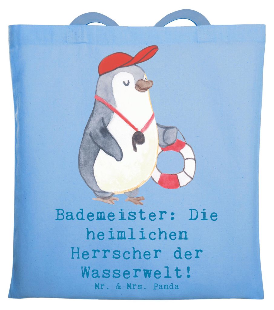 Mr. & Mrs. Panda Tote Bag Bademeister Herrscher - Sky Blue - Geschenk, Beruf, Verantwortung, Berufe, Beutel, Laptoptasche, Baumwolltasche, Berufspa...