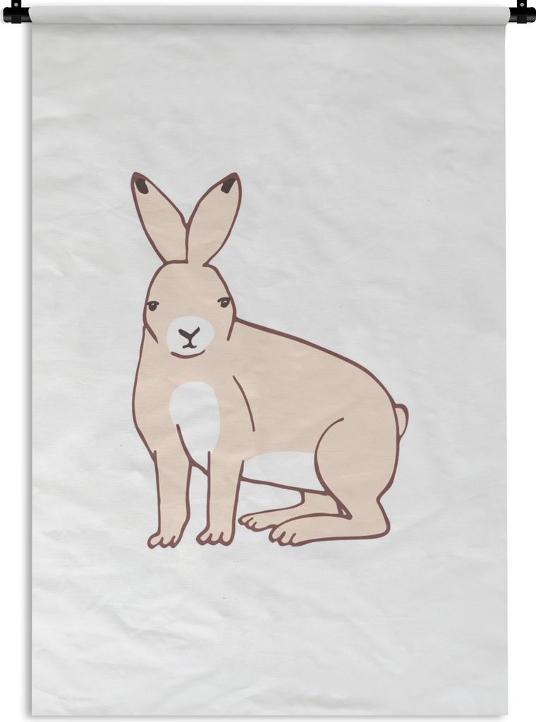 MuchoWow Wandteppich Wandbehang Kaninchen - Kinder - Weiß - Jungen - Mädchen 120x180 cm Tapisserie Dekoration Wandtuch - Schlafzimmer - Dekorat...