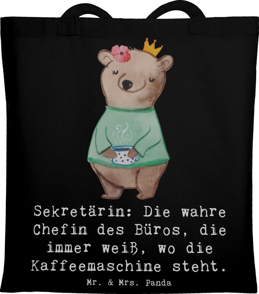 Mr. & Mrs. Panda Tote Bag Sekretärin Chef - Schwarz - Geschenk, Sekretärinnen Humor, Tasche, Shopping, Beruf, Schultasche, Büro, Chefetage, Beru...