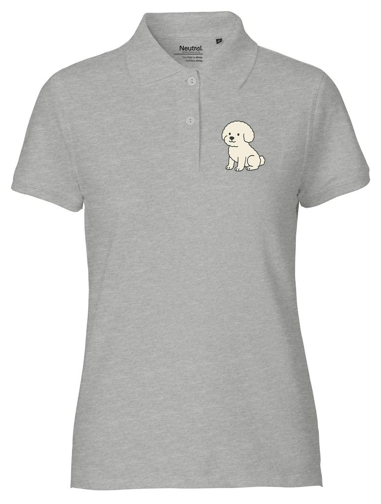Huuraa Damen Polo Shirt Bichon Frisé Comic Bichie L Sport Grey Bio Baumwolle Fairtrade Poloshirt Geschenkidee