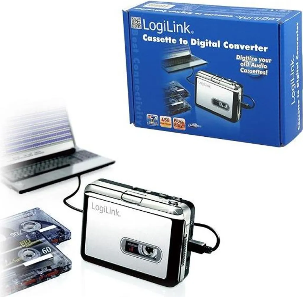 Lecteur Cassette USB LogiLink Plug and Play avec Sortie Audio Stéréo