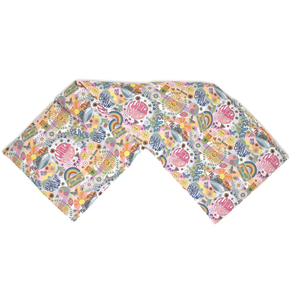 4-Kammer Johanniskernkissen 20x60cm - Bio-Stoff "Flower-Power" - Wärmekissen - Körnerkissen