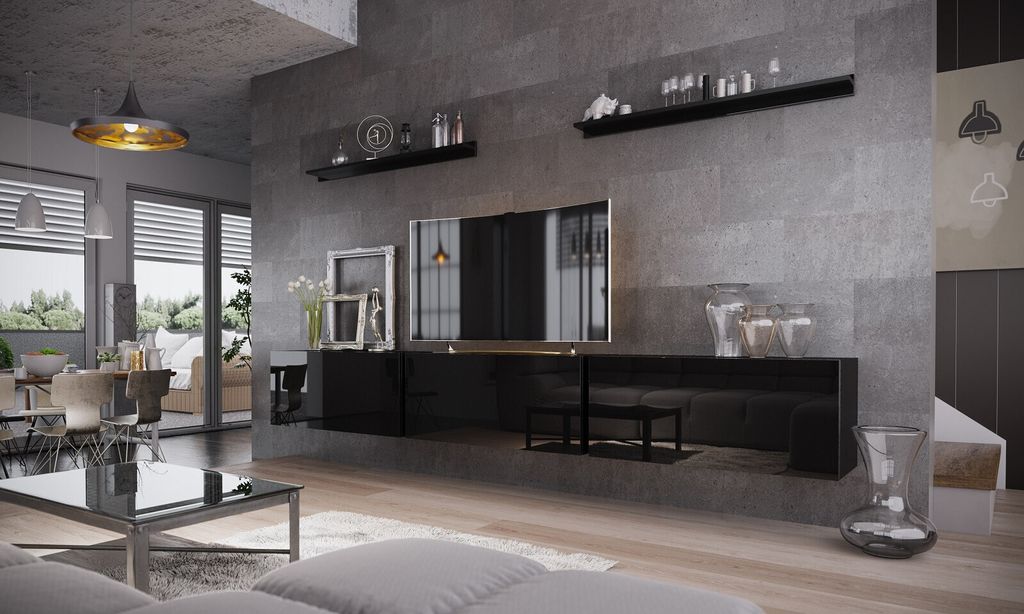 Modernes Wohnzimmer-Komplettset BRADT 6 – schwarz