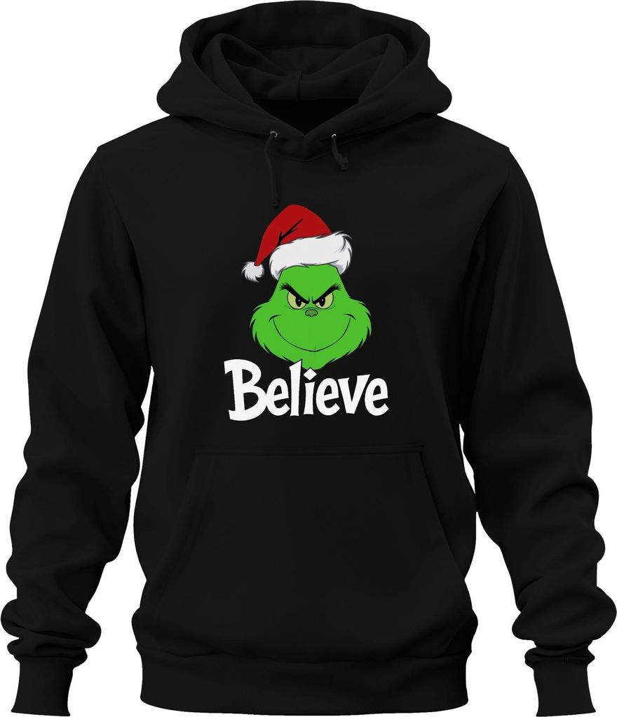 Believe Grinch Weihnachten Lustig Weihnachtsgeschenk Familie Uni Hoodie Kapuzenpullover, Schwarz, XL