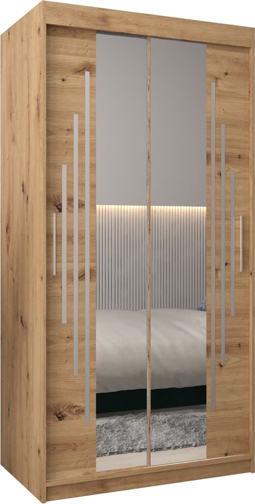 Kleiderschrank, Schiebetürenschrank Schlafzimmer, Schrank mit Spiegel YORK 1 100 cm
