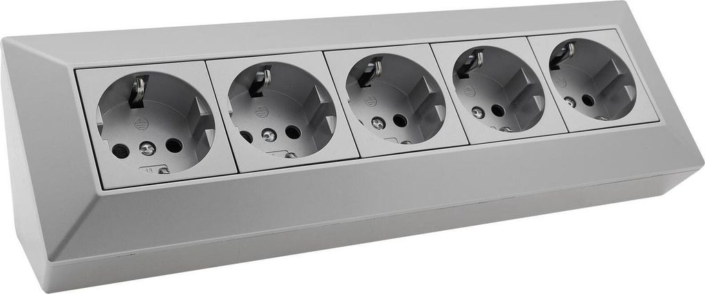 5-fach Steckdosenblock, silber
