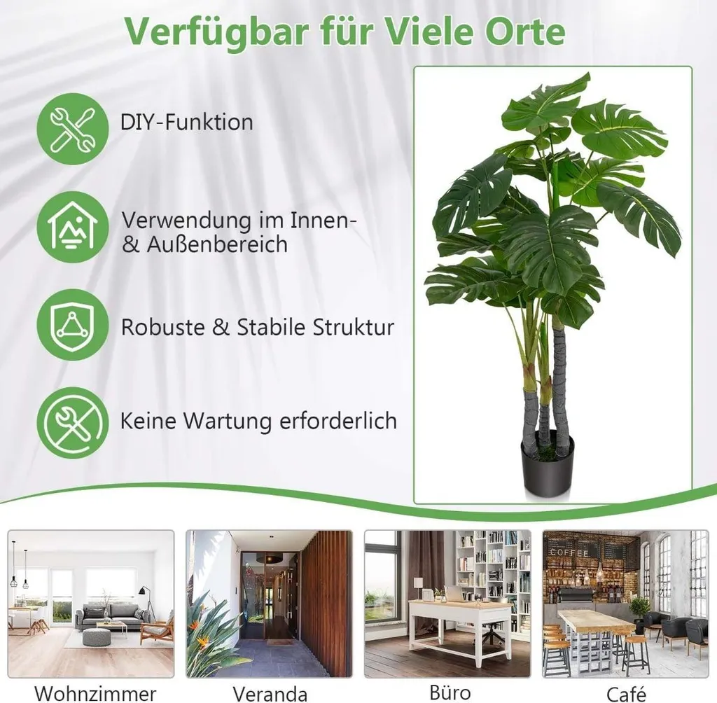 Faux Monstera 120 cm 20 Feuilles : La Solution Plante Verte sans Eau - 5